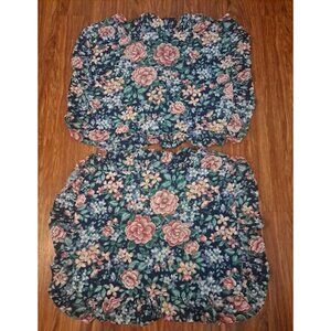 Vintage Pillow Shams Pink Blue Floral Ruffled Westpoint Stevens Standard Cottage